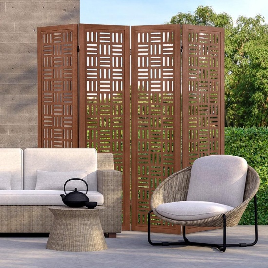 Costway 4-Panel Folding Room Divider - Solid Wood