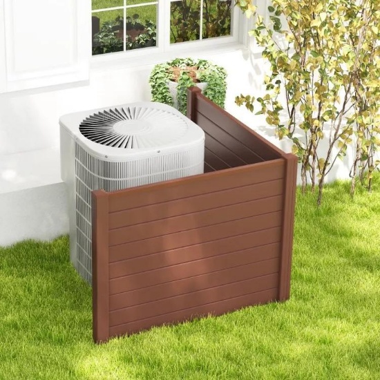 Two Panel Air Conditioner Fence/Outdoor Privacy Screen/Trash Can Enclosure 48"W x 36"H - brown