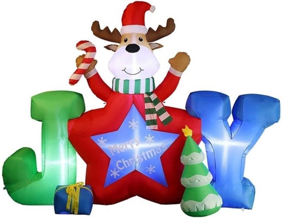 6Ft Reindeer Outdoor Holiday Inflatable with LED Lights