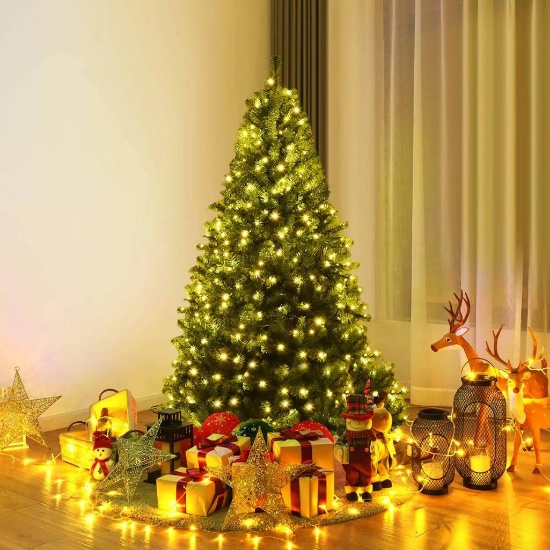 5FT Pre-Lit Christmas Tree w/ Auto-Spread/Close up Branches & Multicolored LED Lights