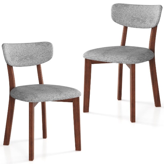 Farmhouse Wooden Dining Room Chair with Cushion, Set of 2 - brown
