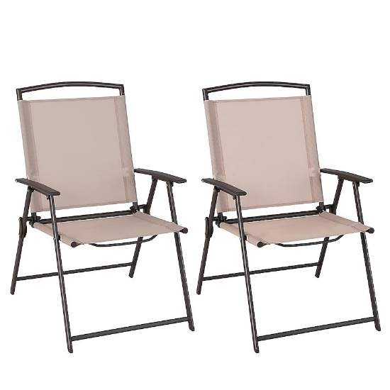 Costway Set of 2 Black Steel Frame Stationary Dining Chair with Brown Solid Seat