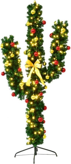 5 FT Pre-Lit Artificial Cactus Christmas Tree
