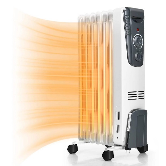 Tangkula 1500W Electric Space Heater with Adjustable Thermostat - White