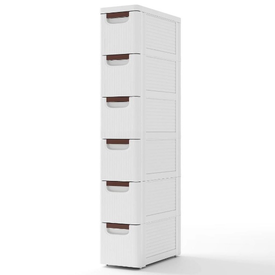 Giantex Storage Cart, Narrow Plastic Dresser, Rolling Organizer Cart - White