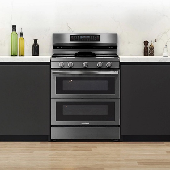 Samsung 30" 5 burner 3.4-Cu. Ft. Self-cleaning Air Fry Convection Double Oven Gas Range #NX60A6751SG