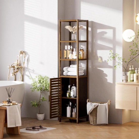Bathroom Cabinet, 4 tier - brown