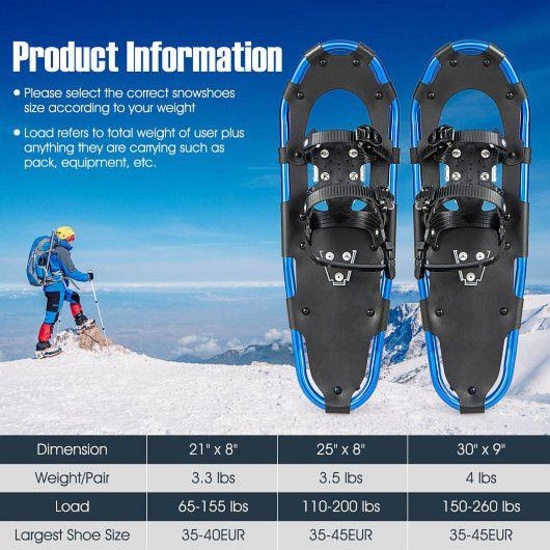 Costway Lightweight Terrain Snowshoes with Flexible Pivot System-21 inches, SP37890NY-21