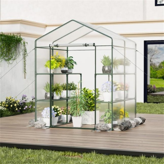 BABOOM Walk-in Greenhouse 4.75ft L x 4.6ft W x 6.4ft H, Transparent Greenhouse Kit