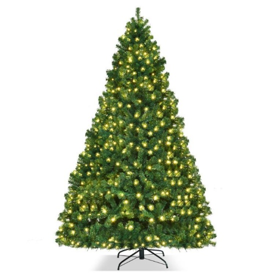 7Feet Pre-lit Artificial Natural Christmas Tree with LED Lights