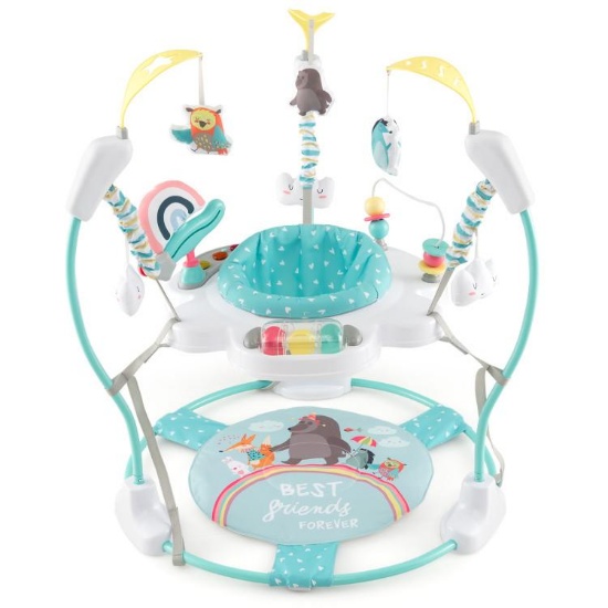 Baby Activity Center Height Adjustable Baby Bouncing Saucer with Interactive Toys - blue