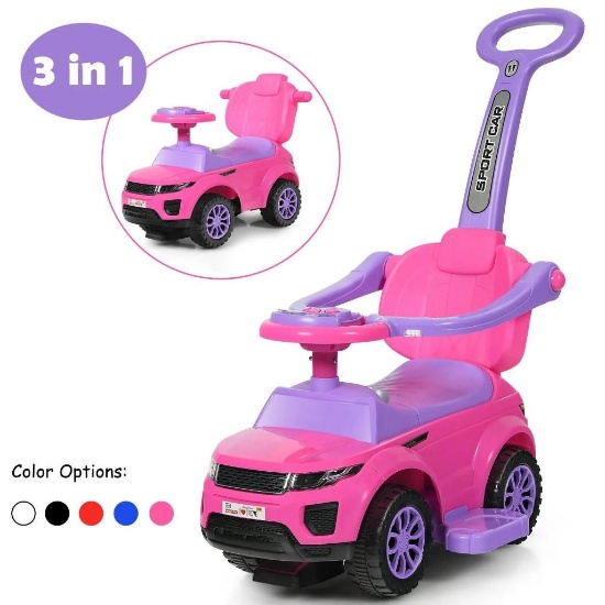 Costway 3 in 1 Ride on Push Car - pink