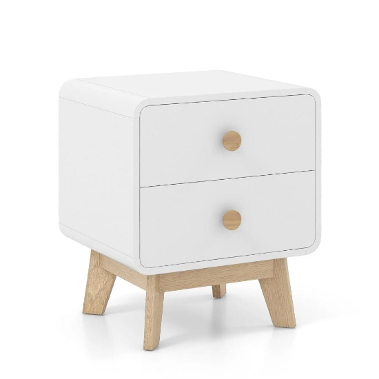Giantex Night Stand with 2 Drawers - White