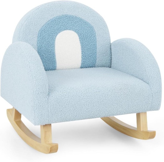 Toddler Rocking Chair with Solid Wooden Frame - blue