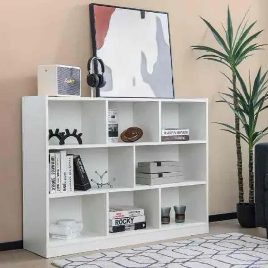 Costway 3-tier Open Bookcase 8-Cube Floor Standing Storage Shelves Display Cabinet - White