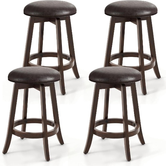 COSTWAY 24-Inch Swivel Bar Stools Set of 4 - Brown