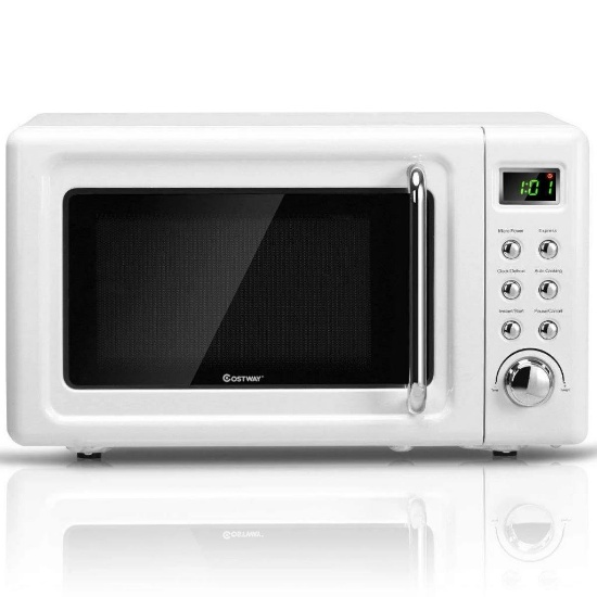 Costway Retro Countertop Microwave Oven 700W - White