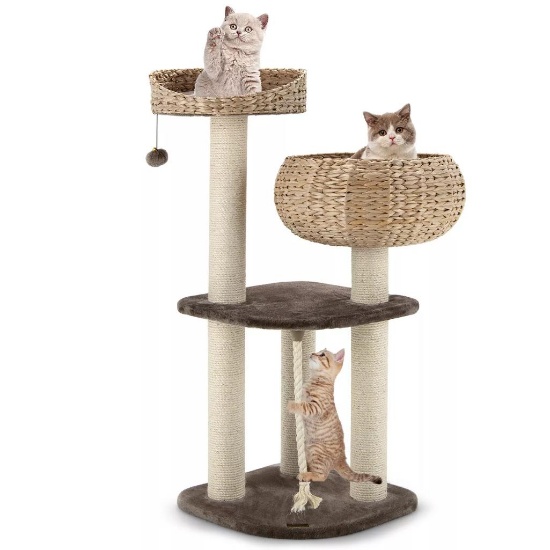 Costway 41" Hand-Made Cat Tree Tower w/ 2 Perch (CATS NOT INCLUDED)