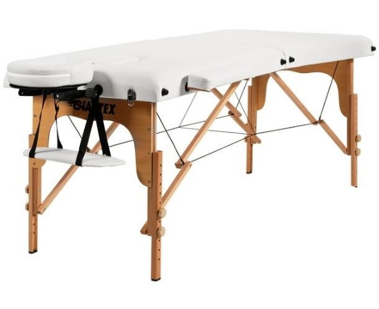 Costway Foldable and Portable Leather Massage Table, 84" x 35" - White