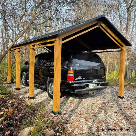Sunjoy 11 ft. x 20 ft. Cedar Wood Frame Carport Outdoor Patio Hardtop Gazebo #A110000940