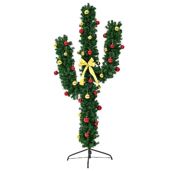 Costway 5-Feet Pre-lit Slim Artificial Christmas Tree with White LED Lights