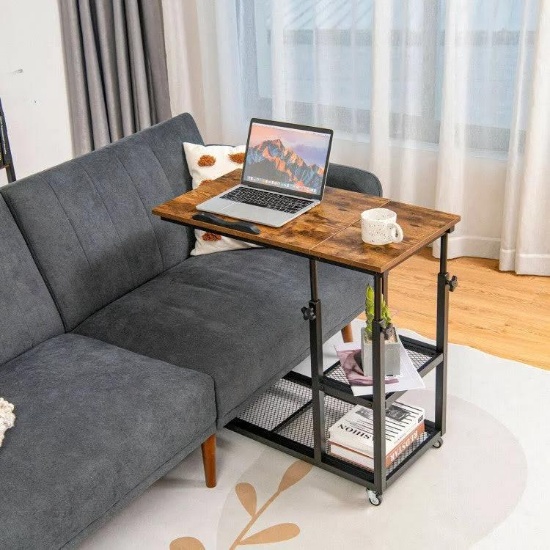 Costway Adjustable C-Shaped Bedside Table