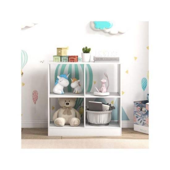 4-Cube Kids Bookcase with Open Shelves - White