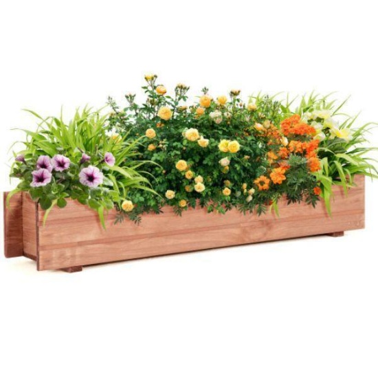 Total Tactic Wooden Decorative Planter Box for Garden Yard & Window