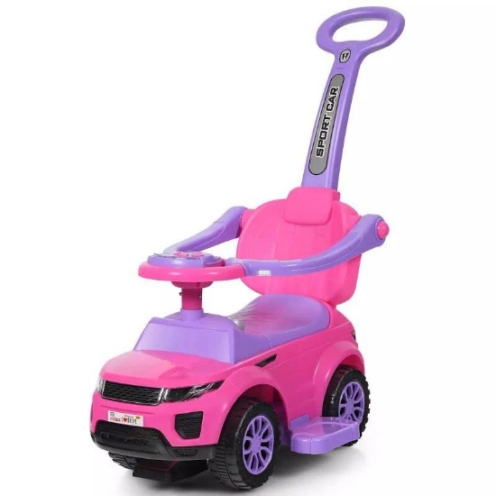 Costway 3 in 1 Ride on Push Car Toddler Stroller Sliding Car w/Music - pink