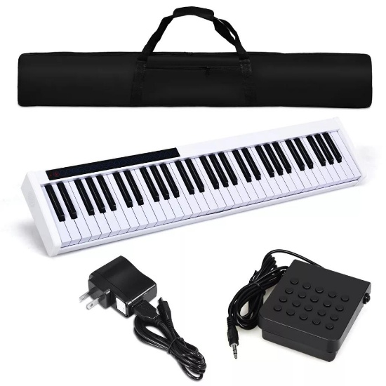 Sonart 61 Key Portable Digital Piano MIDI Keyboard - White