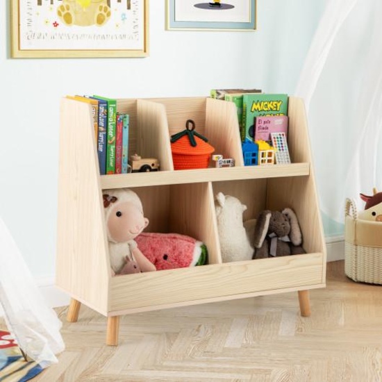 Hivvago 5-Cube Kids Bookshelf and Toy Organizer - beige/Oak