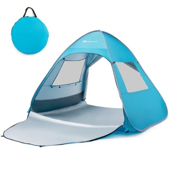 Automatic Pop-up Beach Tent with Carrying Bag - blue