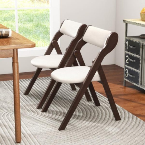 Costway JV11746BN Folding Chairs with Comfy Padded Backrest & Seat - Brown - Set of 2