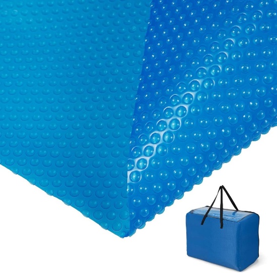 Goplus Pool Cover, 16 x 32 FT Solar Blanket - blue