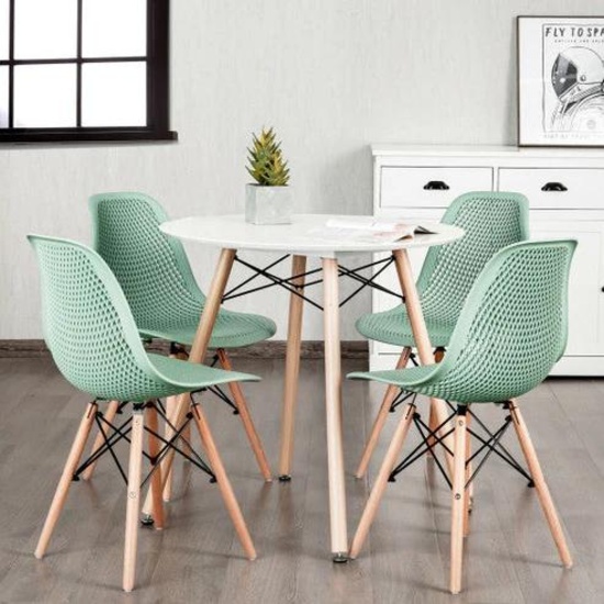 Costway Set of 4 Modern Plastic Hollow Chair Set - Green