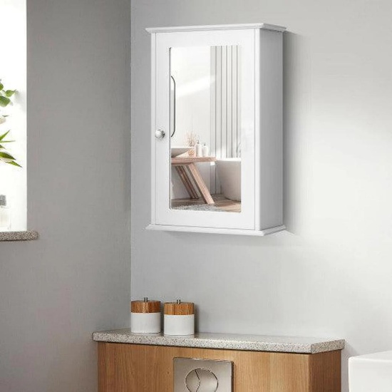 Costway Bathroom Wall Cabinet with Single Mirror Door - white