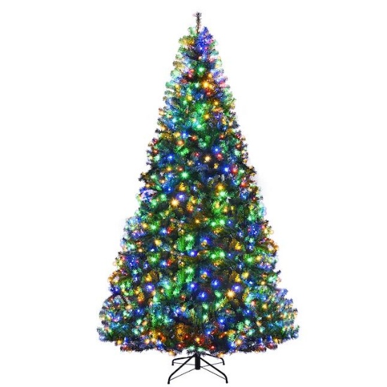 Costway 9-Feet Pre-lit Artificial Christmas Tree with Multicolor LED Lights