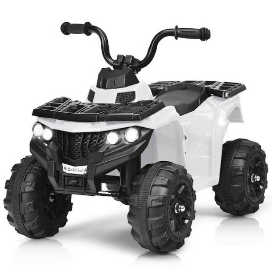 Electric 6V ATV Quad for Kids with Lights - white - Open Box