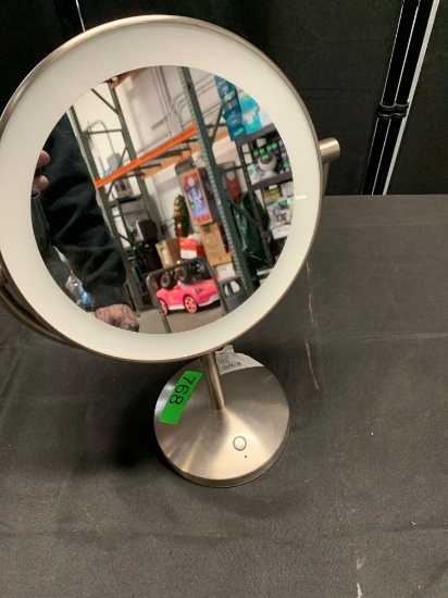 Round vanity stand up mirror with led light
