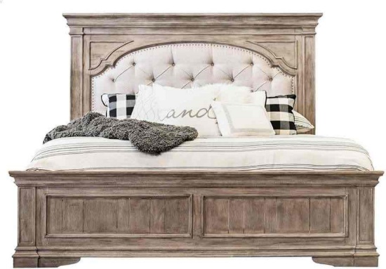 Steve Silver Easton Tufted Upholstered Panel Headboard With Silver Rivets