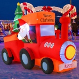 Costway 8 FT Christmas Inflatable Santa Train Decoration