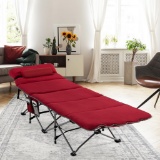 Costway Folding Retractable Travel Camping Cot w/Removable Mattress - Red