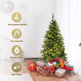 Costway Pre-lit Artificial Half National Christmas Tree with 8 Flash Modes