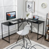 Costway 58''x 47'' L Shaped Corner Computer Desk Home Office Workstation - black
