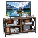 Giantex TV Stands for Living Room - 3-Tier Media Console Table with Storage Shelves - brown