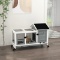 Wooden Hutch with Wheels for Small Animals - blue