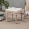 Ottoman Bench Vintage Footrest w/ Button Tufted Seat - Beige