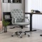 Vinsetto Button Tufted Desk Chair, Home Office Chair with Padded Armrests - Gray