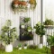 Metal Garden Bed with Trellis for Climbing Plants - Black