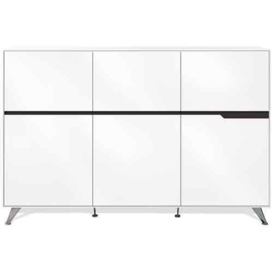 6-Door Storage Cabinet - Aluminum Legs, White Lacquer
